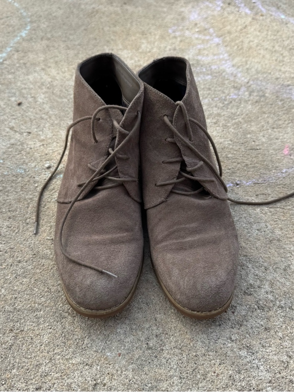 Suede Lace-Up Desert Ankle Boots in Brown